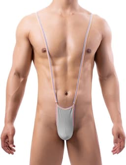 V-hals String Mankini voor Heren met Verstelbare Jarretels - Feestkostuum — thumbnail 3