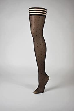 Polka Dot Dijhoge Kousen in Zwart — thumbnail 3