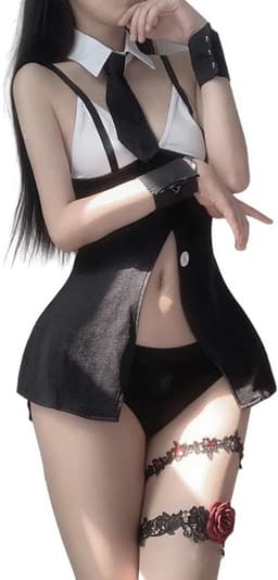 Sexy Dames Kantoor Verkleedkostuum - Strakke Minirok Uniform voor Cosplay — thumbnail 1