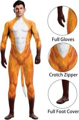 Heren Halloween Bodysuit Dierenprint Spierpak Volledig Jumpsuit Cosplay Kostuum — thumbnail 5