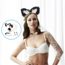 Volle Vos Kostuum Set - Met Pluche Staart， Oren Hoofdband， Halsband en Accessoires， voor Roleplay en Feesten — thumbnail 3