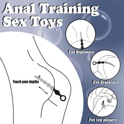 DOWO® - Anale Kralen - Anaal Beads - Anale Plug - Anaalkogels - Buttplug - Sex Toys voor Koppels - Seksspeeltjes - Siliconen - 21 cm - Zwart — thumbnail 2