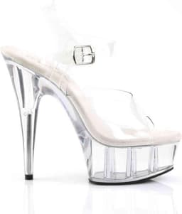 Pleaser - DELIGHT-608 Sandaal met enkelband - US 10 - 40 Shoes - Transparant/Zilverkleurig — thumbnail 5