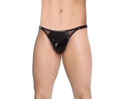 SoftLine Collection - Sexy wetlook heren string met sluiting aan de zijkant zwart XL