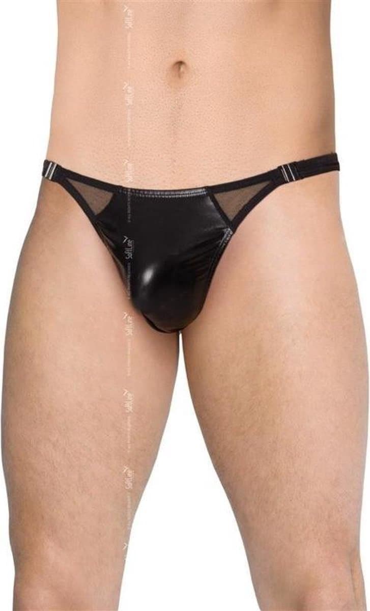 SoftLine Collection - Sexy wetlook heren string met sluiting aan de zijkant zwart XL — afbeelding 1