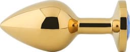 Banoch - Buttplug Aurora blue gold Large - gouden Metalen buttplug - Diamant steen - blauw — thumbnail 3