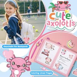 Cadeaus voor meiden: Axolotl Pluche Dieren, Dagboek, Balpen en Stickers — thumbnail 4