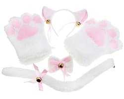 Cosplay Set voor Katten met Oren, Staart en Handschoenen - Leuke Kostuum Set voor Kinderen en Volwassenen