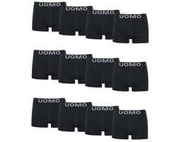 Channo men's boxer shorts, pack of 12, lycra boxer shorts, seamless, soft and comfortable UOMO Collection, Pack of 12 Black, L