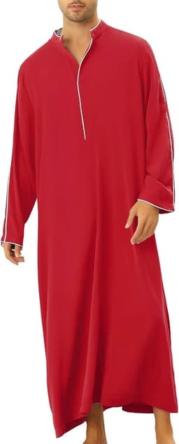 Thobe A18 kaftan voor heren, moslim, islamitisch gewaad, lange mouwen, Arabisch, klassieke abaya jubba mannenoutfit — thumbnail 2