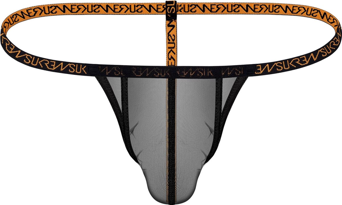 SUKREW Sheer G-String Shadow Black - MAAT S - Erotisch Heren Ondergoed - String voor Man - Sexy mannen String — afbeelding 1