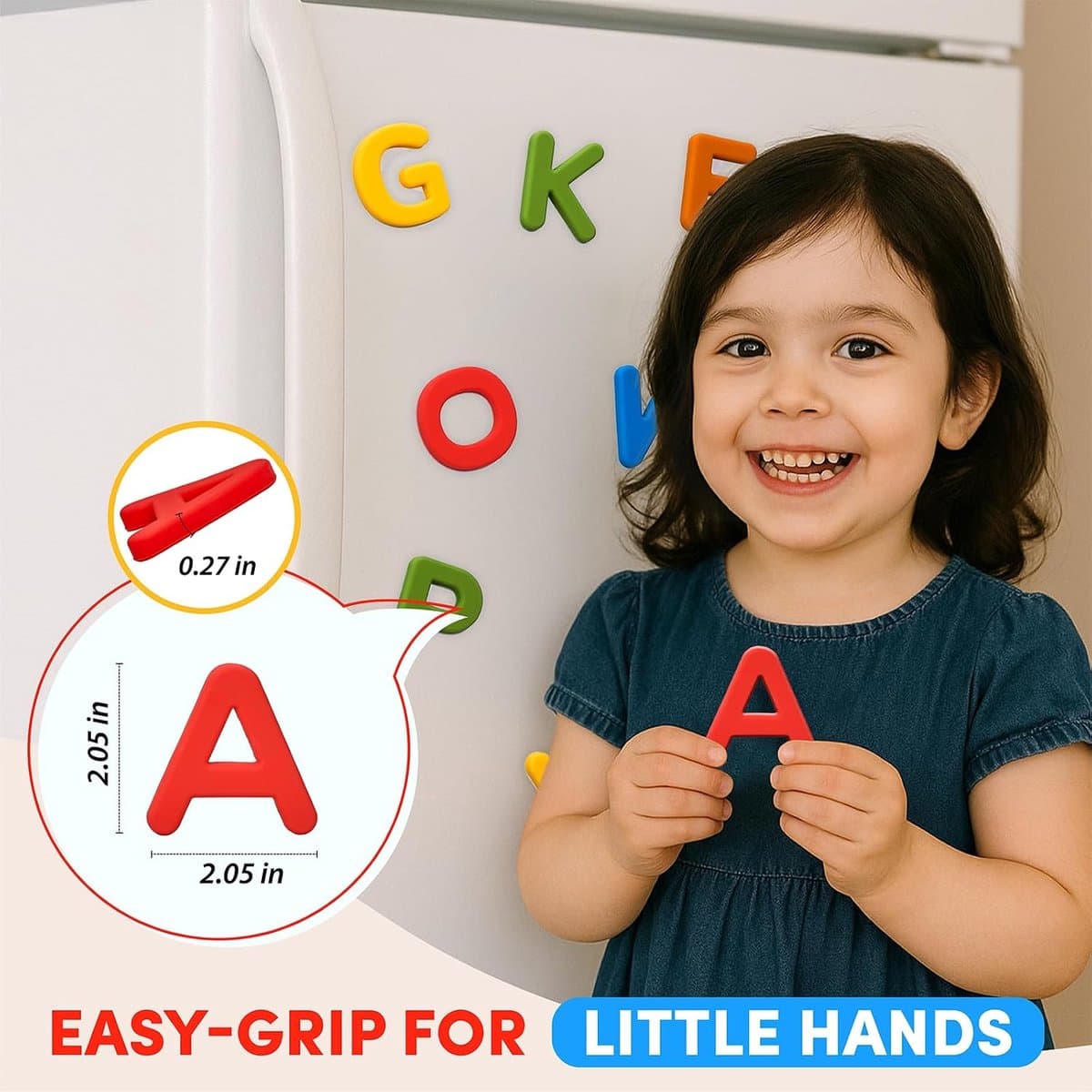 Magnetische letters, 26 Uppercase ABC koelkastmagneten voor peuters 1-3 en kinderen, babyleerontspanner, speelgoedset, preschool verjaardagscadeaus voor jongens en meisjes — afbeelding 1