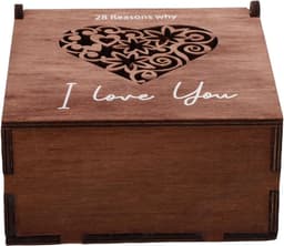 Houten Hartpuzzel - Cadeau Doos - Romantisch Cadeau - 28 Redenen - 12.5 cm - Houtkleur — thumbnail 5