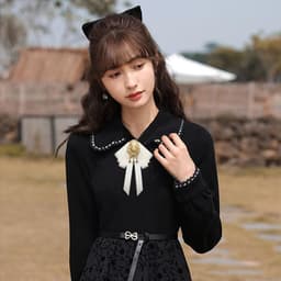 Hof stijl Crystal Ribbon Bow Tie Broche Pins Voor Vrouwen Meisjes Victoriaanse Cameo Boog Broche Pre-Gebonden Strik Corsage Kraag accessoire — thumbnail 2
