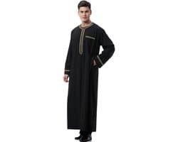 Kaftan Lange Mouw Thobe voor Mannen Zwart Jalabiya Jubba Abaya Heren Gewaden Moslim Gebed Kleden Islamitische Geschenken