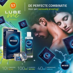 Voordeelverpakking MY.SIZE-condooms 57 mm, pak van 10 + MY.SIZE natuurlijk glijmiddel 100 ml + MY.SIZE-massagekaars — thumbnail 2