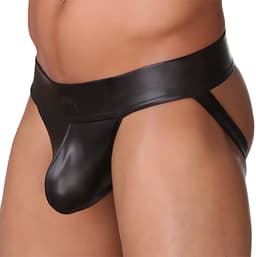 Heren Latex Look String – Open Achterkant Design – Sexy Ondergoed voor Mannen – Erotisch Lingerie - Maat L — thumbnail 1