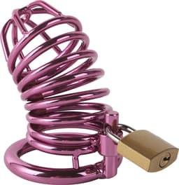 Banoch | Cockcage paars metaal | Chastity Cage met 3 ringen | 40 mm, 45 mm & 50 mm — thumbnail 1