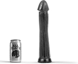 All Black Grote zwarte dildo met diepe groeven — thumbnail 1