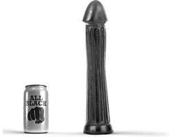 All Black Grote zwarte dildo met diepe groeven