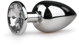 Zilverkleurige metalen buttplug met transparant kristal — thumbnail 1