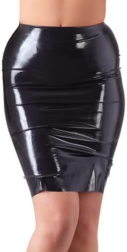 LateX – Latex Rok Wetlook en Extreem Spannend voor Feesten Taille Hoog en Knie Lang– Maat L – Zwart — thumbnail 2