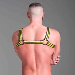 665 Neopreen - Riemenbody - Neoprene Bulldog Harness - Geel - Maat S — thumbnail 4