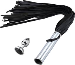 Fixxx - Aluminium Flogger met Verborgen Buttplug - Zwart — thumbnail 2