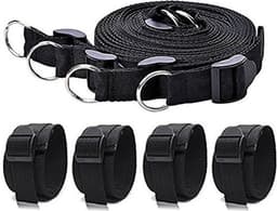 Okado Bed Bondage Set Zwart – Verstelbare Slaapkamer Set voor Volwassenen 18+ – Pols- en Enkelboeien met Klittenband – Polyester Bondage Set voor Matras — thumbnail 3