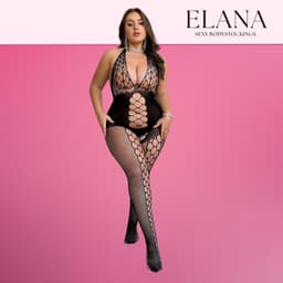 Elana - Selina Plus Size - Bodystocking - Visnet - Zeer Rekbaar - Erotische Lingerie met Open Kruis - Catsuit - L t/m XXL - Sexy Dames Lingerie - Bodysuit — thumbnail 6