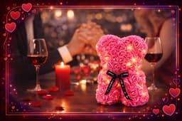 XXL Rozenbeer - LED Verlichting - Valentijnsdag - Dag van de Vrouw - 25 cm — thumbnail 4