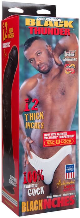 Doc Johnson Vac-U-Lock realistische dildo Black Thunder - Realistic Cock zwart — thumbnail 2