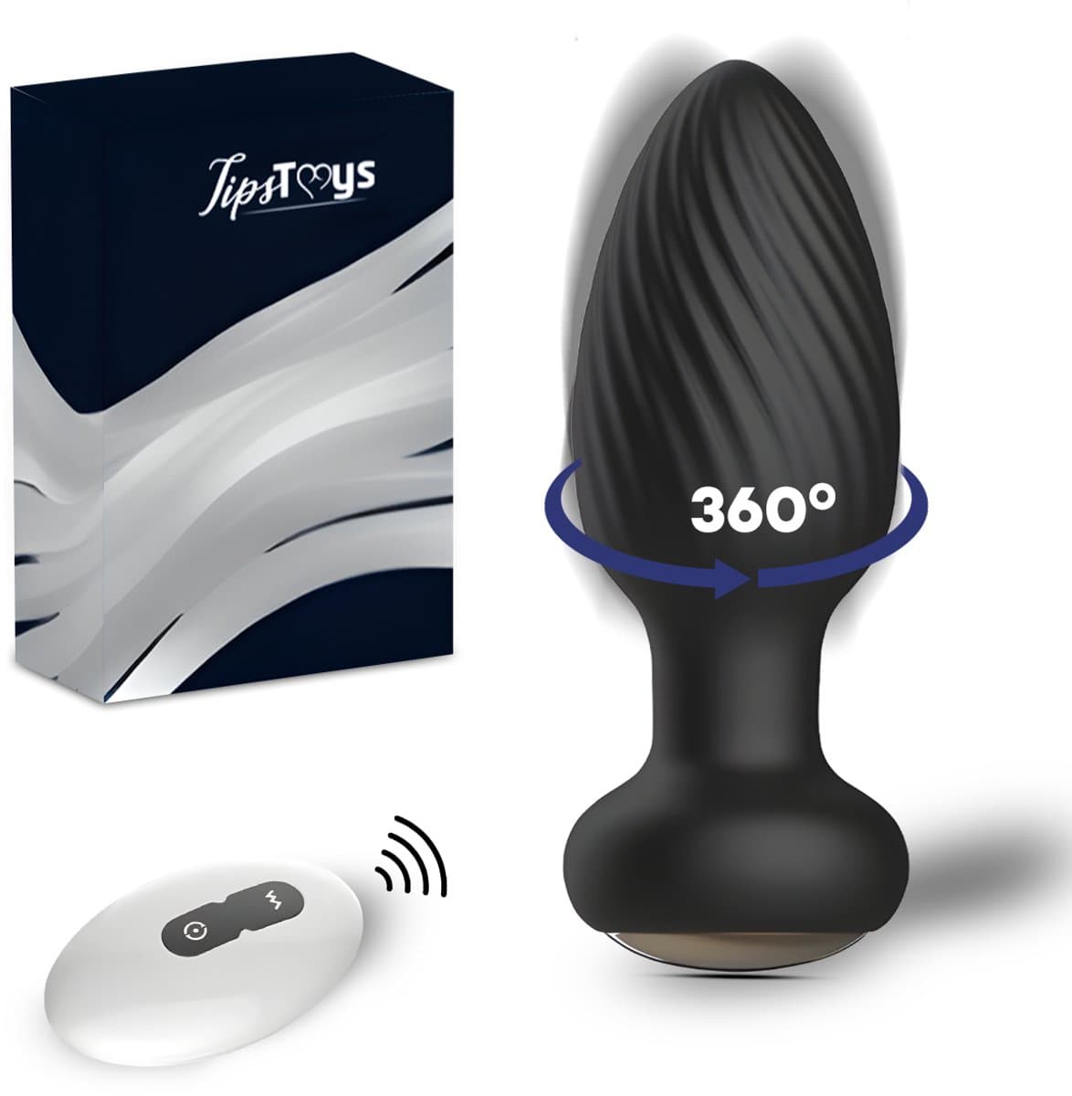TipsToys® Buttplug Vibrator met Afstandsbediening - 360° Vibrerende Prostaat Stimulator - 7 Standen & Led Kleuren - 3.5⌀ Anale Prostate Massager - Sex Toys Voor Mannen, Vrouwen en Koppels - Waterdicht, Vibrerend & Oplaadbaar - Siliconen - Zwart — afbeelding 1