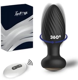 TipsToys® Buttplug Vibrator met Afstandsbediening - 360° Vibrerende Prostaat Stimulator - 7 Standen & Led Kleuren - 3.5⌀ Anale Prostate Massager - Sex Toys Voor Mannen, Vrouwen en Koppels - Waterdicht, Vibrerend & Oplaadbaar - Siliconen - Zwart — thumbnail 1