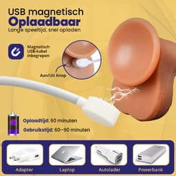 TipsToys® Stotende Dildo - Vibrators met Zuignap - 4-in 1 Realistische Vibrator met Balzak - Levensechte Warmte, Rotatie & Thrusting - 4⌀ cm Prostaat en G Spot Stimulator - Seksspeeltjes Mannen, Vrouwen & Beginners - Anaal Sex Toys — thumbnail 4