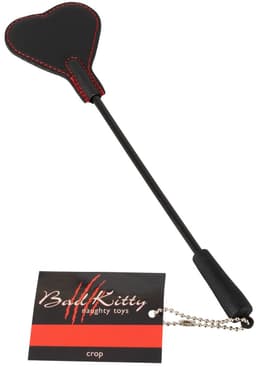 Bad Kitty – 25 cm Mini Zweepje ‘Single Tail’ met Hart Vorm voor de Speelse Discipline - Zwart — thumbnail 4