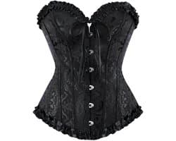 Gotisch Dameskorset met Beha - Vintage Bustier in Zwart/Rood - M