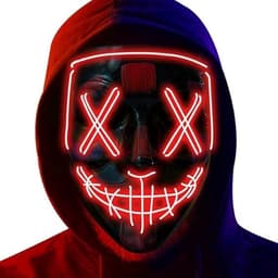 Led Halloween Masker, 2025 Upgrade Led Purge Mask, Glitter in Het Donker, Griezelig Masker met 4Verlichtingsmodi voor Halloween — thumbnail 1