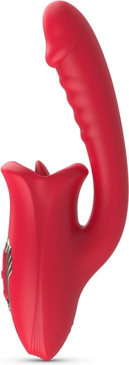 Teazers - Dildo met Clitoris Stimulator - Vibrators voor Vrouwen - Sex Toys voor Vrouwen - Dildo’s - Tong Vibrator - Dubbele Stimulatie - Rood — thumbnail 10
