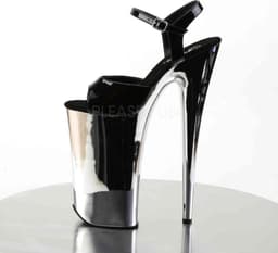 Pleaser - BEYOND-009 Sandaal met enkelband, Paaldans schoenen - Paaldans schoenen - 40 Shoes - Zwart/Zilverkleurig — thumbnail 3
