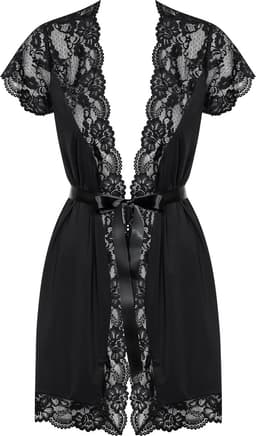 Obsessive Kimono & String - Erotische Kimono - Maat L/XL - Zwart — thumbnail 13