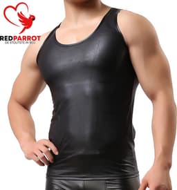 Lederen sexy tank top - Heren - Mannen - Erotische kleding - Hemd - Shirt — thumbnail 6