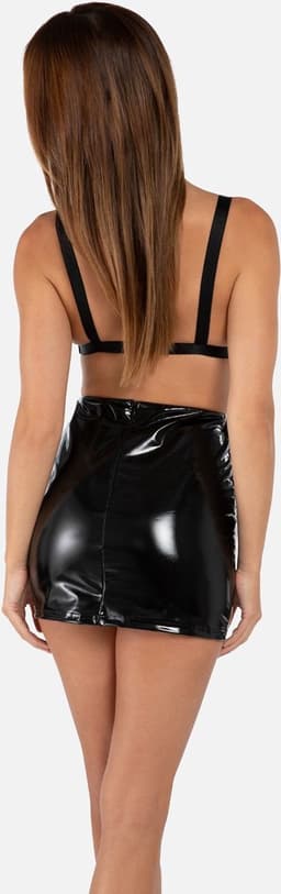 Christine le Duc - Mini Rokje met Wetlook - Lak Kleding - Laklook - Black Love - Zwart — thumbnail 7