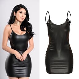 WiseGoods Luxe Latex Wetlook Jurkje Dames - Feest Jurkjes - Sexy Kleren Vrouwen - Party Kleding - Jurk - Disco Jurken - Zwart - XL — thumbnail 5