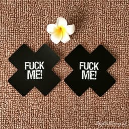 FUCK ME zwarte kruis tepel stickers - black nipple covers - tepelplakkers - kruis tepel stickers - nipple sticker — thumbnail 4