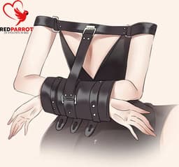 Lederen handboeien set - BDSM - Dwangbuis - Gespen - Riemen - Overgave — thumbnail 2