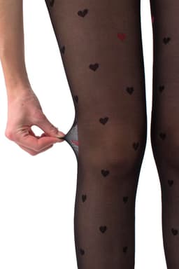 Giulia - Intimo Fashion licht glanzende 20den Panty met hartjes en open kruis - Zwart - L — thumbnail 4
