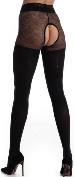 Panty open Kruis - 60/30 Denier - Kleur: Zwart - Maat: XXL - Model: Blackdiamond - Merk: Amour — thumbnail 3
