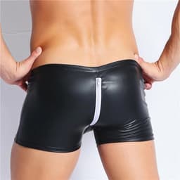 Boxer-Heren-Zwart-Rits Sexy-Mannen-Erotisch-Opwindend-Goedkoop-latex — thumbnail 1