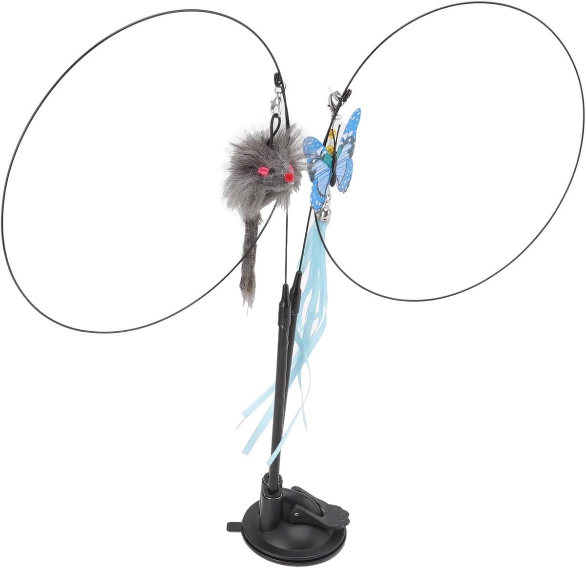 Kattenstokspeeltje cat suction toy krachtige basis verwijderbare staaldraad interactieve zuignap kat veer wand speelgoed dubbel uiteinde voor Zabawki z Federspielzeug — afbeelding 1
